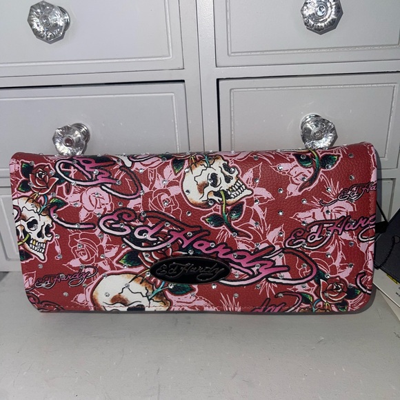 NWT Ed Hardy Skull and Rose Red Wallet - Picture 9 of 10